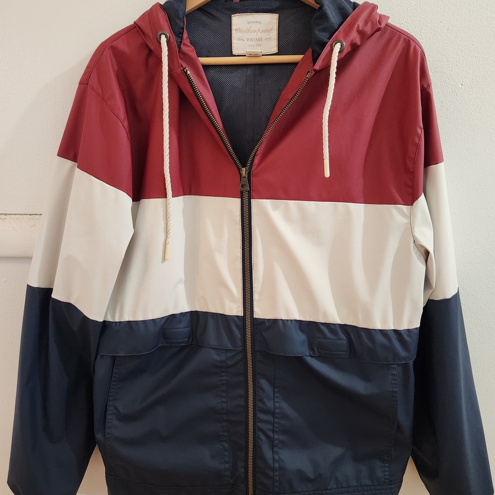 Men's Colorblock Jacket - Red, White, and Blue